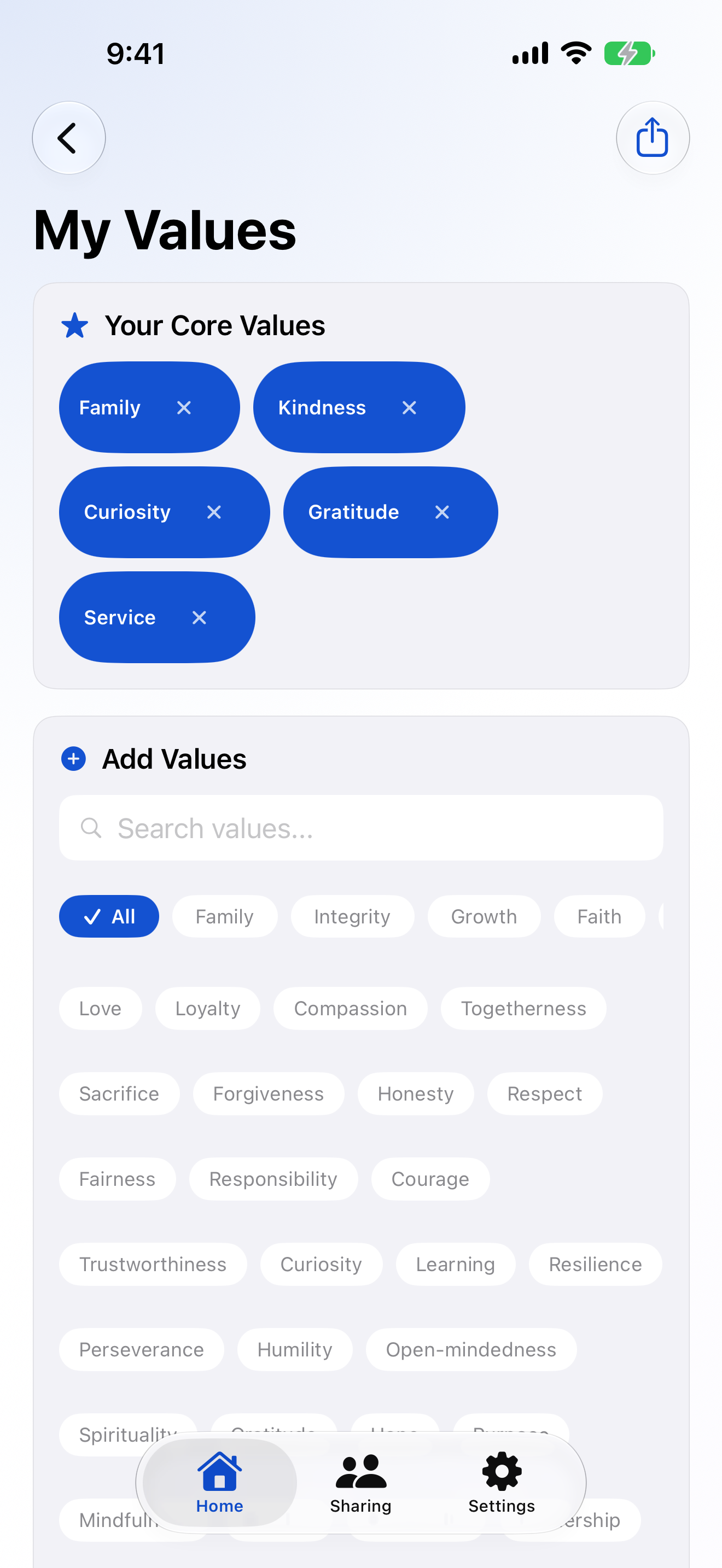 Values and life lessons in LegacyNotes