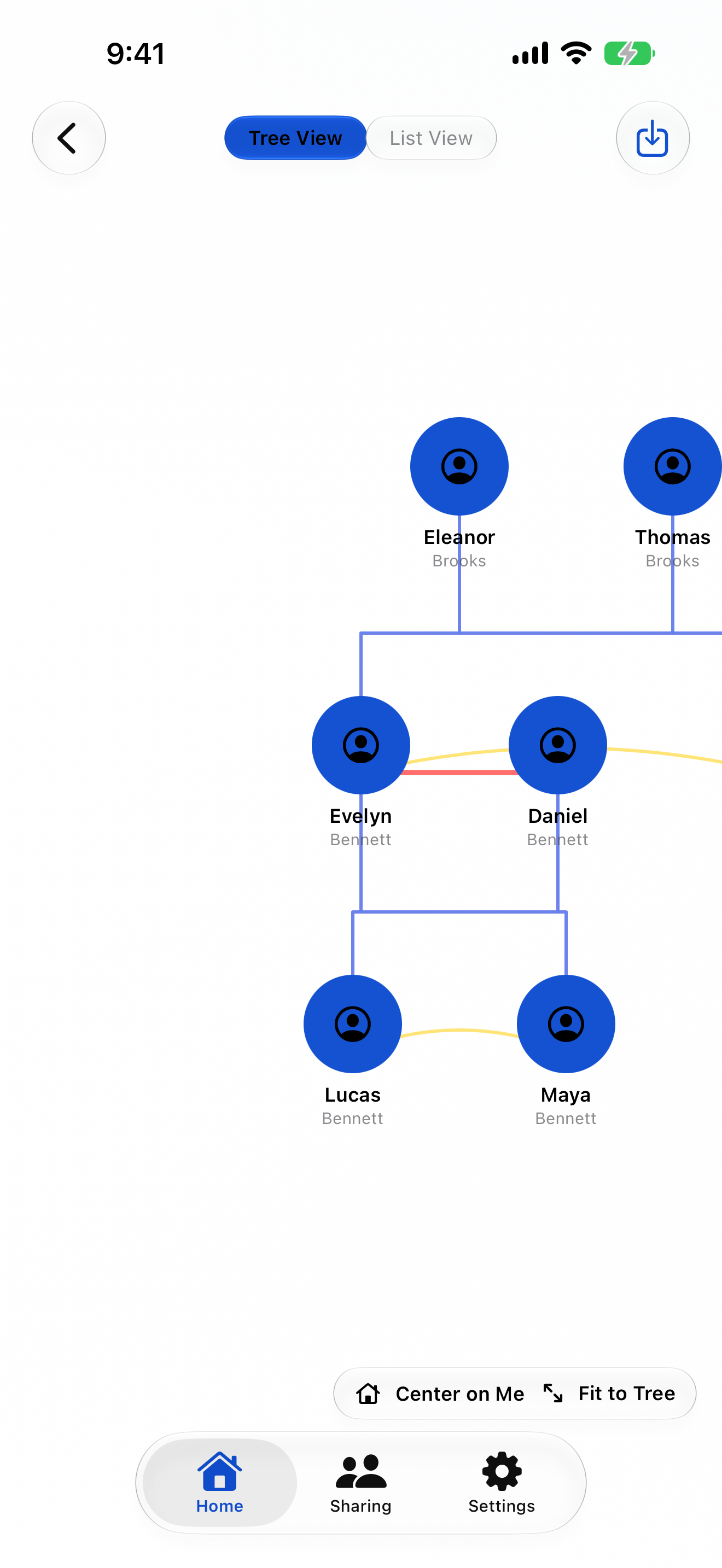 Family tree in LegacyNotes